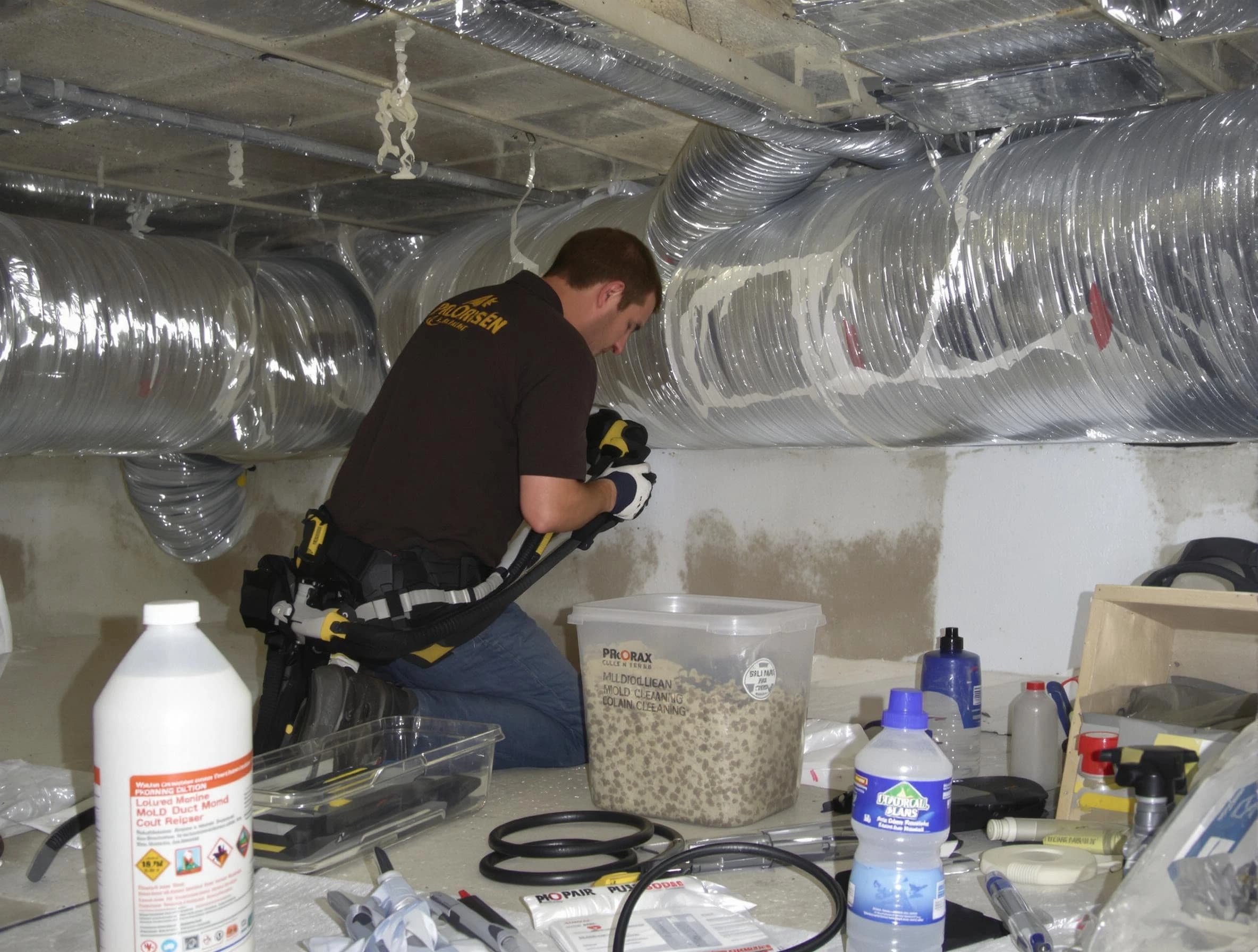 Collier Air Duct Cleaning specialist performing professional mold removal from air ducts in Collier