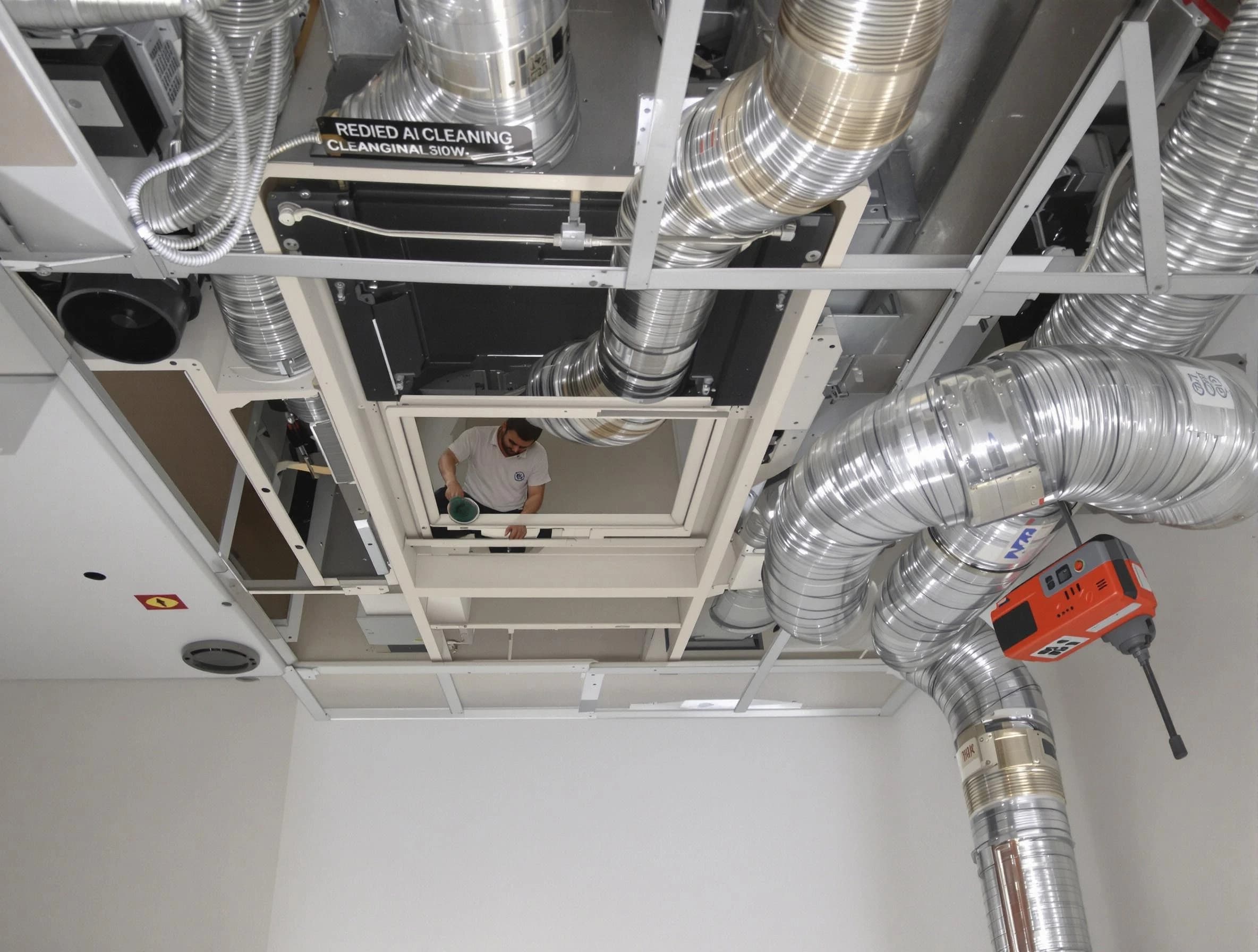 Collier Air Duct Cleaning technician performing detailed central duct system cleaning in Collier