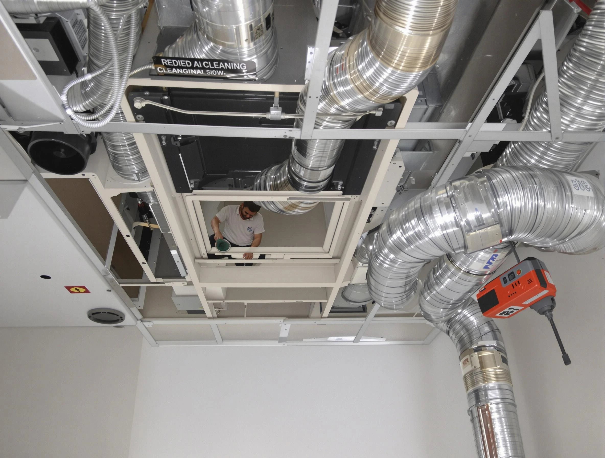 Collier Air Duct Cleaning technician performing detailed central duct system cleaning in Collier